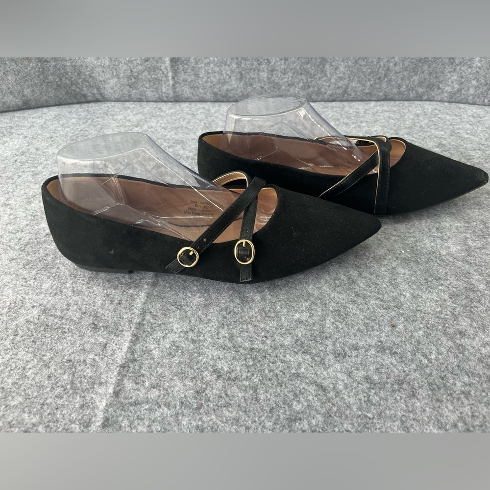 Journee Collection Pointed Toe Women’s Ballet Flats- Black Velvet- Size 10 Wide